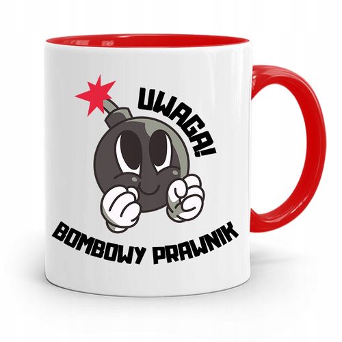 Kubek Czerwony Prawnika Uwaga Bombowy Prawnik! Z Nadrukiem Ze Zdjęciem na Arena.pl