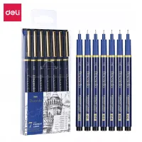 Cienkopis kreślarski Deli seria Finenolo zestaw 7 sztuk różne grubości