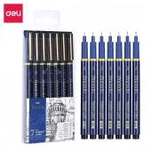 Cienkopis kreślarski Deli seria Finenolo zestaw 7 sztuk różne grubości