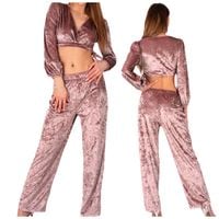 ZMYSŁOWY KOMPLET DAMSKI PIŻAMA DOMOWY KOMPLET TOP DŁUGIE SPODNIE L/XL