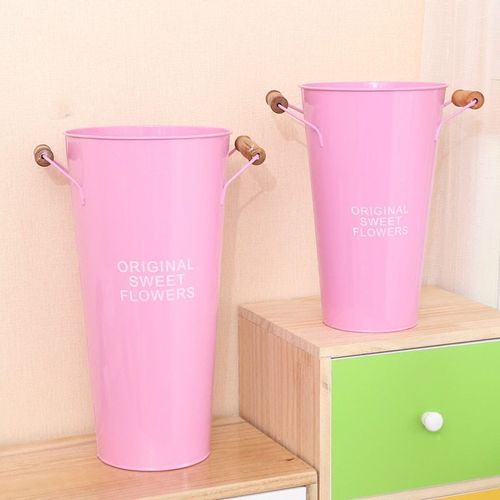 Vintage Doniczka doniczka -  Wiadro - METALOWA - Idealna Do Domu I Ogrodu 42 Zielony na Arena.pl