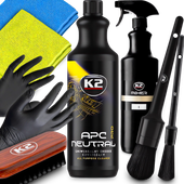 K2 APC PRO 1L BUTELKA MIXER PĘDZELEK 16' 8' ŚCIERECZKI SZCZOTKA RĘKAWICZKI