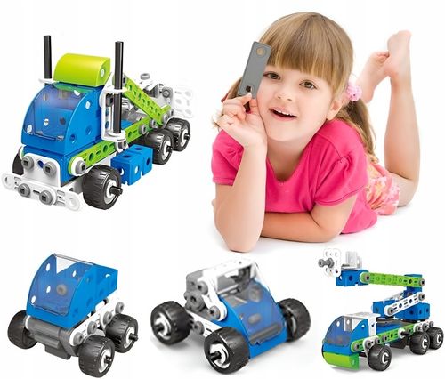 KLOCKI KONSTRUKCYJNE EDUKACYJNE CIĘŻARÓWKA SAMOLOT POJAZDY BUDOWLANE 18w1 na Arena.pl