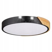 PLAFON OKRĄGŁY DREWNO LAMPA SUFITOWA LED NOWOCZESNY CZARNY B.NEUTRALNA