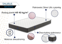 TAURUS MATERAC PIANKOWY 90x200 H3+ / H4+ | 20 CM 7 STREF KOMFORTU