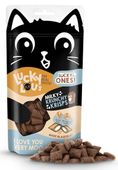 Chrupiące smakołyki z nadzieniem dla kotów - Lucky Lou Drób i Mleko 60g
