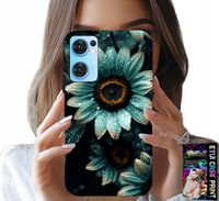 ETUI DO OPPO RENO7 5G - NIEBIESKA GERBERA STOKROTKA KWIAT +FOLIA