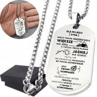 Nieśmiertelnik ze stali z Dedykacją dla Syna Prezent Personalizowany