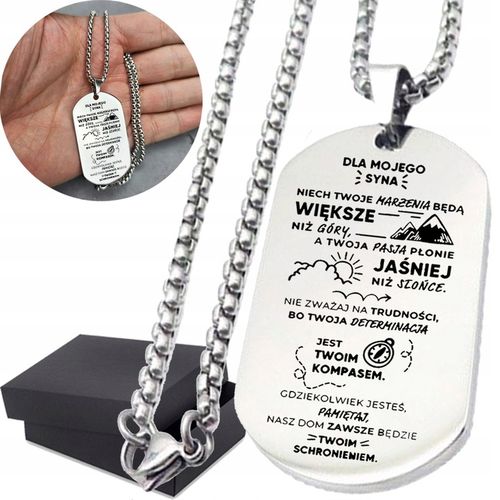 Nieśmiertelnik ze stali z Dedykacją dla Syna Prezent Personalizowany na Arena.pl