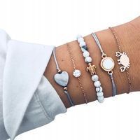 Zestaw bransoletka łańcuszek serce krab żółw