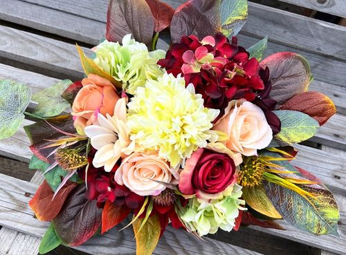 Oryginalna Jesienna Kompozycja Wiązanka Stroik na Grób Jak Żywa Róże na Arena.pl