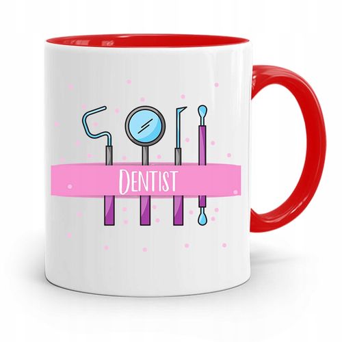 Kubek Czerwony Prezent Dentysty Stomatologa Z Nadrukiem Ze Zdjęciem na Arena.pl