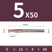 Frez 2-ostrzowy VHM do stali 55 HRC - TiSiN Rozmiar: Ø5x13x5Dx50L