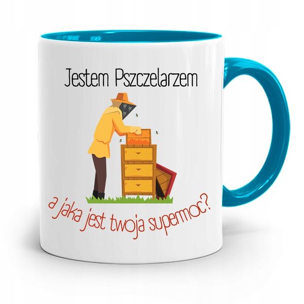 Kubek Błękitny Dla Pszczelarza Jestem Pszczelarzem Z Nadrukiem Ze Zdjęciem zdjęcie 1