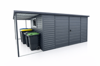 Garaż Blaszany 5,5 × 4,5 m z Wiatami Nowoczesny Schowek + Wiata Śmietnikowa