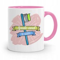 Kubek Różowy Prezent Dentysty Smle And Be Happy Z Nadrukiem Ze Zdjęciem