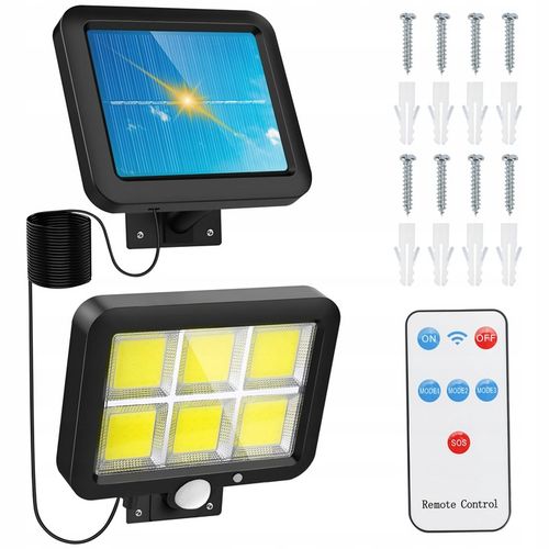 LAMPA SOLARNA LED DO OGRODU GARAŻU Z CZUJNIKIEM ZMIERZCHU RUCHU + PILOT na Arena.pl