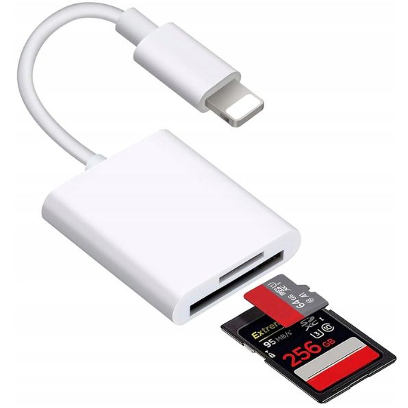 CZYTNIK KART 2W1 DO LIGHTNING IPHONE ADAPTER PRZEJŚCIÓWKA MICRO SD/TF 256GB zdjęcie 1