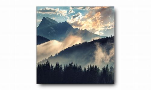 OBRAZ NA PŁÓTNIE 061 Mgła w górach 40x40cm na Arena.pl