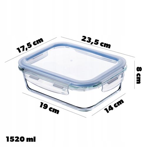 KADAX Szklany Pojemnik Na Żywność 1520ml Z Pokrywką Śniadaniówka na Arena.pl