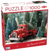Puzzle Tactic XMAS 1000 elementów Ciężarówka Resorak z Choinką Miniaturką