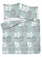 Pościel flanelowa 220x200cm. Flanela bawełniana gruba - kwiaty na mięcie