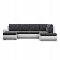 KANAPA NAROŻNIK FORESTA XXL Z OTOMANĄ CIEMNY SZARY BIAŁY Rogówka