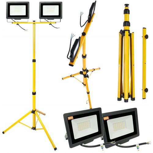 HALOGEN Naświetlacz LED 2x 50W IP65 + STATYW 140cm na Arena.pl