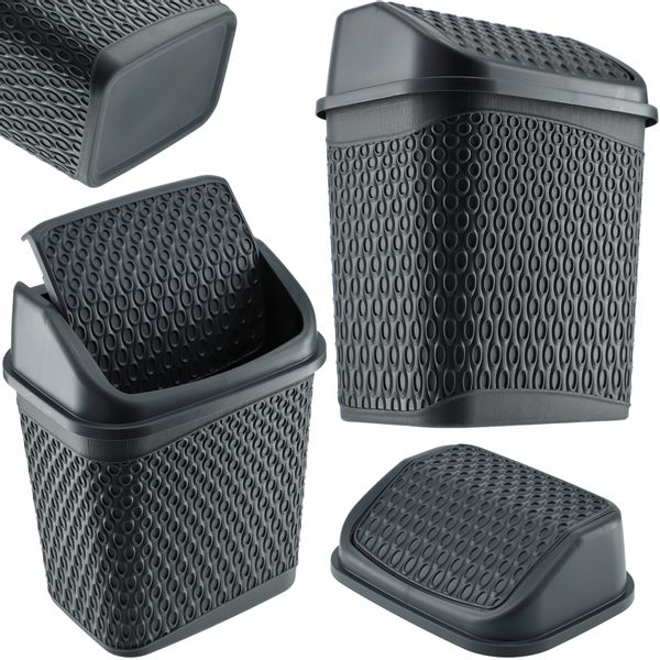 KADAX Kosz Na Śmieci Łazienkowy Szary 6,2L Uchylny Pojemnik zdjęcie 1