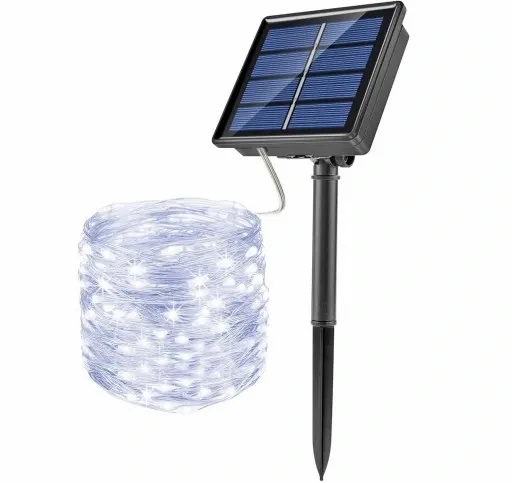 LAMPA SOLARNA GIRLANDA OGRODOWA 100 LED ZIMNA 12m zdjęcie 9