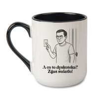 KUBEK „A CO TO, DYSKOTEKA? ZGAŚ ŚWIATŁO!” Wzór - Elegant Coffee Czarny 330 ml