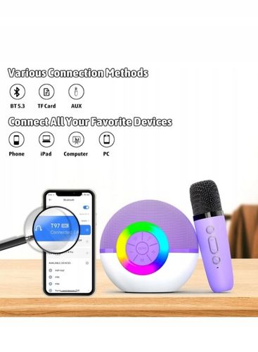 BEZPRZEWODOWY EFEKT ŚWIETLNY KARAOKE STEREO + 2 MIKROFONY na Arena.pl