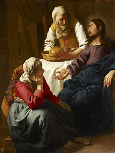 Reprodukcje obrazów Chrystus w domu Marty i Marii - Jan Vermeer Rozmiar - 80x60