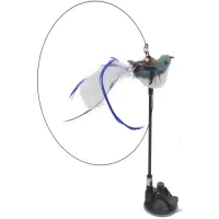 Zabawka dla kota kotów wędka interaktywna z przyssawką ruchoma ptaszek