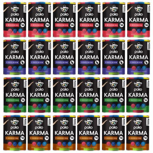MOKRA KARMA DLA PSA PUSZKA PREMIUM PAKO 24 X 400 MIX 4 SMAKÓW na Arena.pl