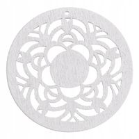 Drewniana zawieszka MANDALA ażur 50mm biały 1szt.