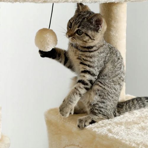 DRAPAK DLA KOTA WIEŻA LEGOWISKO DOMEK Z ZABAWKAMI BEŻOWY DUŻY XXL 120 cm na Arena.pl