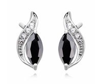 Eleganckie rodowane podłużne srebrne kolczyki czarne cyrkonie srebro 925 Z1081E_B