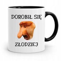 Kubek Czarny Nosacz Janusz Dorobił Sie Złodziej Z Nadrukiem Ze Zdjęciem