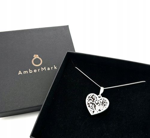 Wisiorek srebrny z bursztynem ORYGINALNA ZAWIESZKA ze srebra serce FILM na Arena.pl