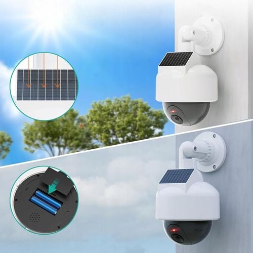 ATRAPA KAMERY KOPUŁKOWA OBROTOWA 360 MONITORING SOLARNA DIODA LED na Arena.pl