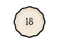 Talerzyki papierowe kremowe z czarnym brzegiem Hello 18, 6 szt.