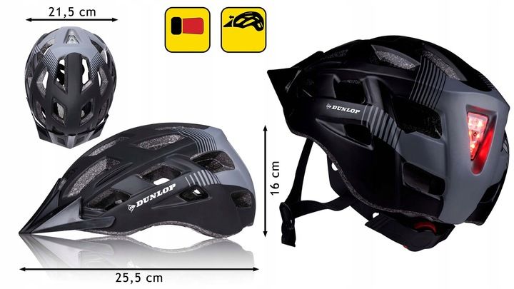 DUNLOP KASK na rower ostrzegawcze światło LED rozmiar M regulowany zdjęcie 14