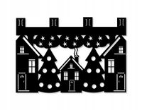 M7 Zazdrostka kuchenna firana ŚWIĄTECZNA Domki zima Boże Narodzenie 60x40