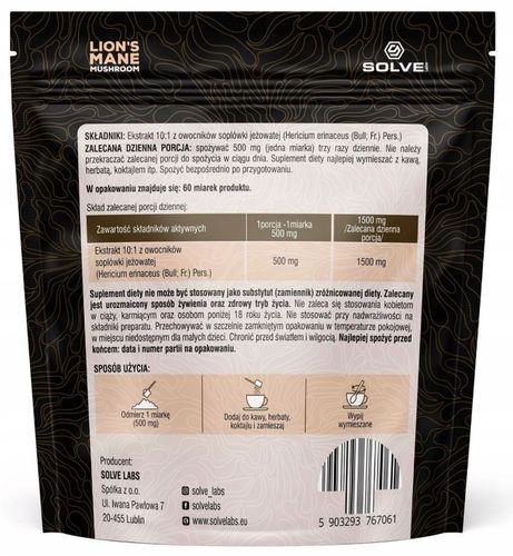 SOLVE LABS Lion's Mane Soplówka Jeżowata 10:1 proszek 30g na Arena.pl