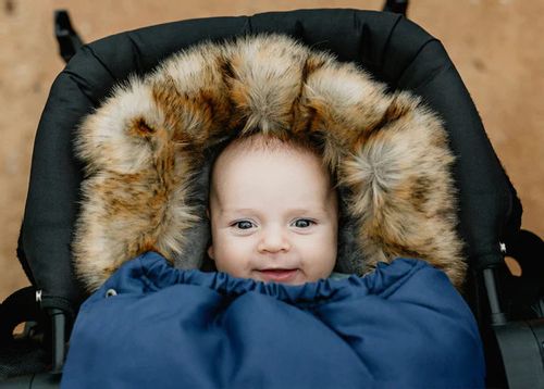Śpiworek z futerkiem do wózka granatowy + torba + pokrowiec STARKY na Arena.pl