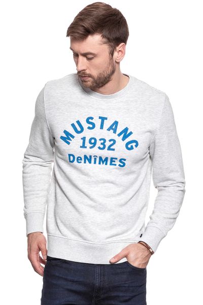 MUSTANG BLUZA Basic Crewneck LIGHT GREY MEL. 1007003 4163 2XL zdjęcie 1