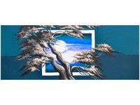 100X40CM LAZUROWY ZACHÓD SŁOŃCA OBRAZ DREWNO