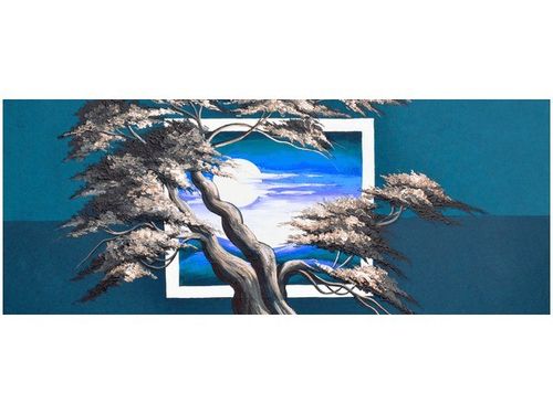 100X40CM LAZUROWY ZACHÓD SŁOŃCA OBRAZ DREWNO na Arena.pl