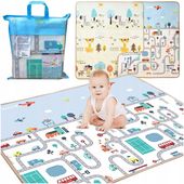 MATA PIANKOWA DUŻA DWUSTRONNA SKŁADANA 150 x 180 TYGRYS ULICE